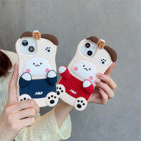 เคสโทรศัพท์ซิลิโคนของสุนัขคู่ลายการ์ตูน3D สำหรับ iPhone 15/14/13/12/11 Pro Max ปลอกฝาครอบด้านหลังกันกระแทกนิ่ม