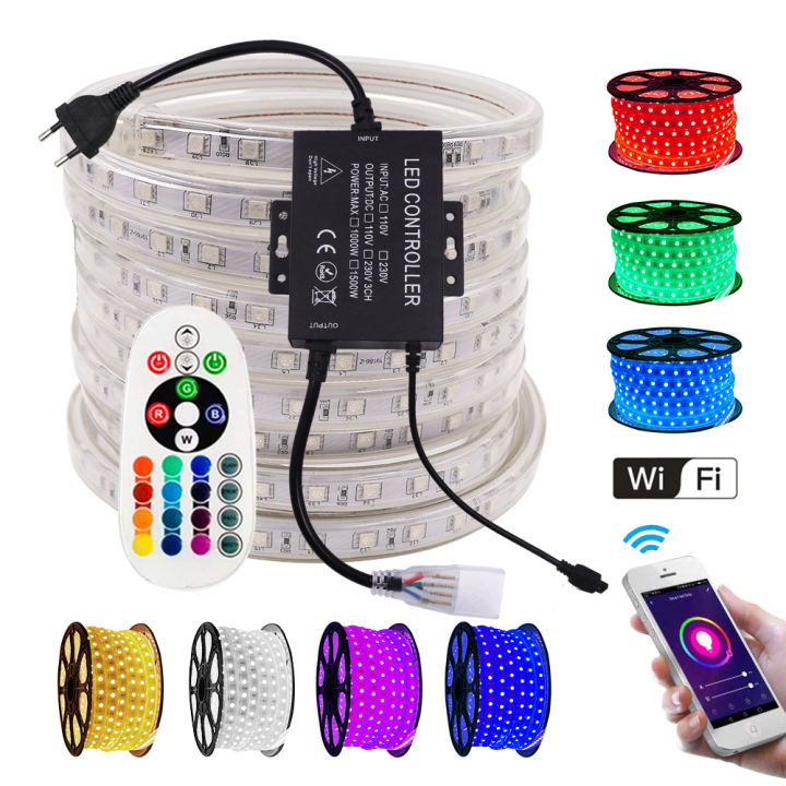 Led Strip Light WIFI RGB 5050 60LED 1500W Controller 24key Remote Kit  Flexible Led Ribbon Waterproof IP67 Home Decortion 1-100m Lazada PH