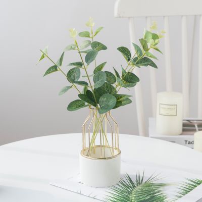 【CC】 10 Pieces Eucalyptus Leaves Fake Decorations Vases for Wedding Flowers Wreaths Artificial