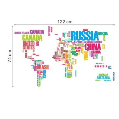 【SALE】 nancarenko1977 ขนาดใหญ่ World Map สติ๊กเกอร์ติดผนังต้นฉบับ Zooyoo95ab ตัวอักษรสร้างสรรค์แผนที่ผนังศิลปะห้องนอนของตกแต่งบ้านโปสเตอร์สติกเกอร์ติดผนัง