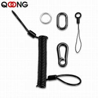 QOONG 110cm Anti-lost Phone Spring Keychain Steel Wire Spring Rope Key Chain Key Ring Metal Carabiner For Outdoor Camping H33 Key Chains