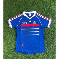 เสื้อกีฬาแขนสั้น ลายทีมชาติฟุตบอล France ZIDANE 1998 98 ชุดเยือน สไตล์ฝรั่งเศสเรโทร football jersey