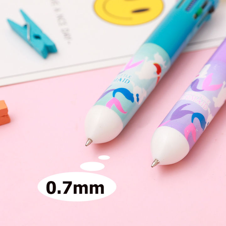 ปากกาลูกลื่น10สี-ปากกาการ์ตูน-หัว-0-7mm-เครื่องเขียน-ปากกาลูกลื่น-ปากกาหลากสี-ปากกาหลายหัว