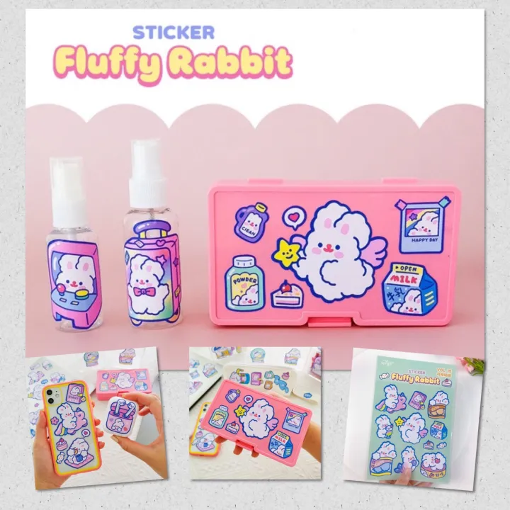 ⚡ สติ๊กเกอร์ รุ่น กระต่าย Sticker น่ารัก สำหรับติดตกแต่ง DIY ติดแน่น ทน ...
