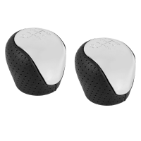 2PCS SPORT Perforated Leather Gear Knob Chrome 6-Speed for I30 IX35 Spare Parts Accessories Parts