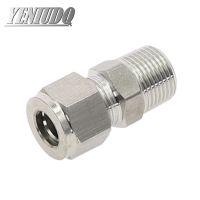 SS 304 Stainless Steel Double Ferrule Compression Connector 6mm 8mm 10mm 12mm Tube to 1/8 quot; 1/4 quot; 3/8 quot; 1/2 quot; Male NPT Pipe Fitting