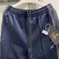 ใหม่แฟชั่นเข็มสีน้ำเงินเข้ม AWGE Sweatpants ผู้ชายผู้หญิงสีเทาลายผีเสื้อ High Street แคบกางเกงกางเกง