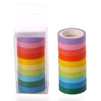 10ชิ้น/ล็อตเทปกาวมาการอง Washi ชุด DIY ตกแต่งสมุดภาพเทปสำหรับไดอารี่อัลบั้มเครื่องเขียนอุปกรณ์การเรียน10สี