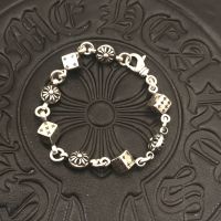 [TOP] Chrome Heart S925 Silver Dice Bracelet Horseshoe Print Cross Flower Classic Style