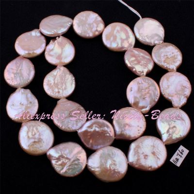 16mm Coin White Freshwater Pearl Beads Natural Stone Beads For DIY Women Necklace Bracelets Earring Jewelry Making Loose 15"