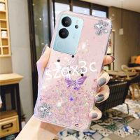 เคสโทรศัพท์พร้อมส่งสำหรับ VIVO V29 V27 V27e VIVO Y78 Y27 Y36 Y02 Y02T Y02A 4G 5G 2023ใหม่เคสใส่โทรศัพท์ผีเสื้อบินน่ารักตกแต่งเลื่อมมันวาวแวววาวซิลิโคนปกหลัง VIVOY27