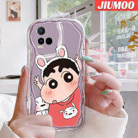 เคส JIUMOO สำหรับ VIVO Y21 2021 Y21G Y21s Y33s Y21e T1x 4G เคสลายการ์ตูนเครยอนชินจังขอบเนื้อครีมกันกระแทกแบบใสนิ่มเคสมือถือสร้างสรรค์เคสโปร่งใสลายกล้องถ่ายรูปฝาครอบป้องกันเรียบง่าย