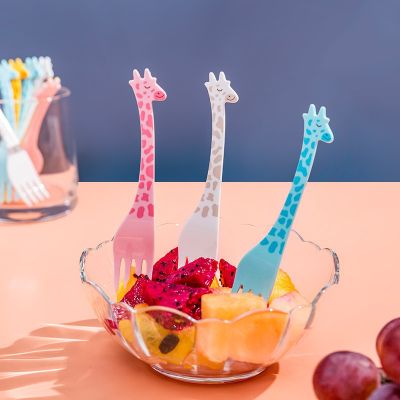 [COD] Cartoon Fruit Fork Childrens Snack Plastic Small Set