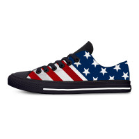 USA American Flag Stars patriotic Fashion Funny Casual Cloth Shoes Low Top Lightweight Breathable 3D Print Men women Sneakers