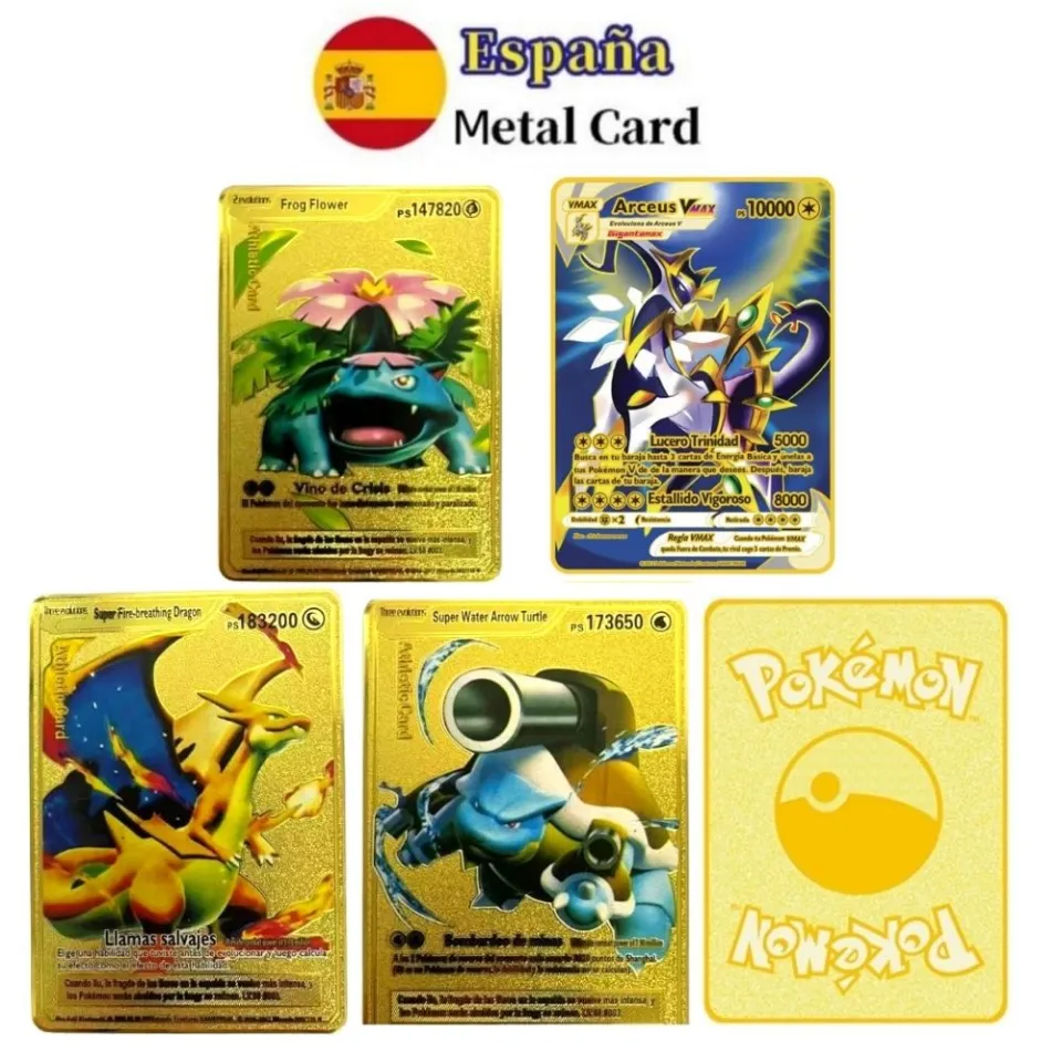 Spanish Pokemon Card Gold Metal Pokemon Card Spanish Hard Iron