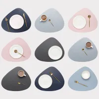 【YY】Leather Placemat Tableware Pad Oil Water Resistant Heat Insulation Non-Slip Tablemat Coaster Set for Kitchen Washable Cup