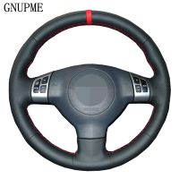 DIY Hand-Stitched Black Artificial Leather Car Steering Wheel Cover Red Marker for Suzuki Swift 2011 2012 2013