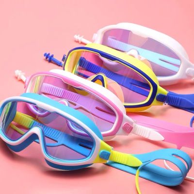 แว่นตาว่ายน้ำเด็ก สีสันสดใส แว่นว่ายน้ำเด็กป้องกันแสงแดด UV ไม่เป็นฝ้า แว่นตาเด็ก ปรับระดับได้ แว่นกันน้ำ 5031F#