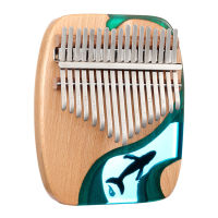 17 Keys Kalimba Musical Instrument Beech Wood Blue Ocean Whale Thumb Finger Piano Mbira Keyboard Instrument