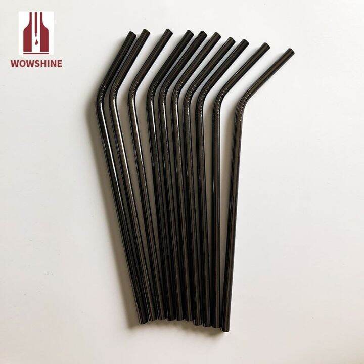 wowshine-factory-free-shipping-new-gun-black-stainless-steel-304-drinking-straws-bent-6mm-215mm-100pcs