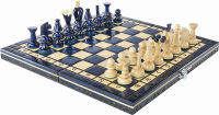 Chess and games shop Muba Beautiful Handcrafted Wooden Chess Set with Wooden Board and Handcrafted Chess Pieces - Gift idea Products (12.5" (32 cm) Blue)