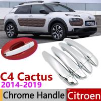 For Citroen C4 Cactus 2014~2019 Luxuriou Chrome Exterior Door Handle Cover Car Accessories Stickers Trim Set 2015 2016 2017 2018