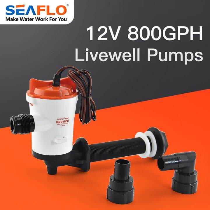 Seaflo 800Gph Livewell Aeration Pump Fishing Boat Live Bait Tank Aerator Water Pump Fish Saver