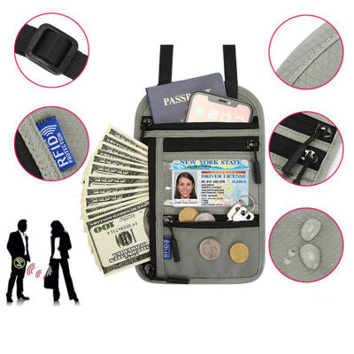 Men Women Trip Passport Credit Card Holder RFID ID Clip File Multi- Neck Pouch Clutch Anti-theft Travel Business Document Wallet