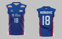 เสื้อแขนกุดพิมพ์ลาย(หน้า-หลัง) ลายVNL SERBIA1 #เสื้อวอลเลย์บอล #เสื้อกีฬา ใส่ได้ทั้งชายและหญิง