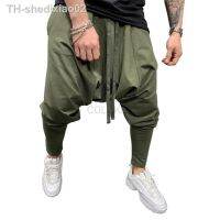 ✺ Calças de hip hop masculinas casual jogging harem calças gota virilha solta baggy preto verde branco streetwear