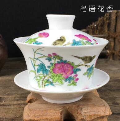 2021 Hot Sale 200ml China Chinese Teaset Gaiwan Tea Cup Tureen Porcelain Tea Set Ceremony Ceramic Tea Tray Parlour Teaware
