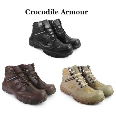 PRIA Men Shoes Iron Tip Crocodile Boots Armor Safety Boots Men Shoes Outdor Turing Hiking Bikers