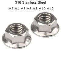 M3/M4/M5/M6/M8/M10/M12 Hex Bergerigi Flange Nut DIN6923 316 Baja Tahan Karat Bergerigi Hexagon Spinlock Flange Nut Locknut Lock Nut