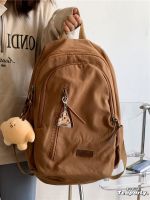 ₪ American high school student backpack female oldschool solid-colored ins wind restoring ancient ways large travel bag bag