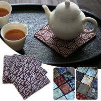 2 ชิ้นญี่ปุ่น Coaster หม้อชาสแควร์ Placemat ผ้าฝ้ายผ้าลินินเย็บปักถักร้อยชา Coaster Kitchen Home Decor ตาราง Mats-mu xuan trade