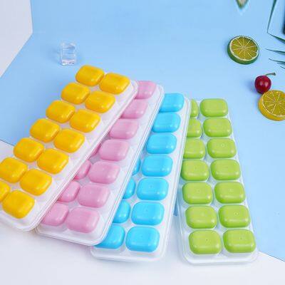 14 Grids Silicone Ice Cube Mold with Lid DIY Ice Cream Making Tools Ice Tray Mould Handmade Chocolate Jelly Mold Ice Cream Maker Ice Maker Ice Cream M