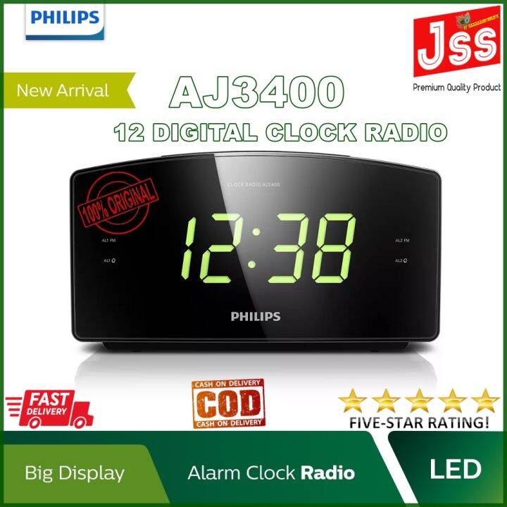 PHILIPS 2023 NEW UPGRADED AJ3400 12 DIGITAL CLOCK RADIO HIGH