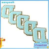 EASYEAH 4pcs ตัวอักษรสีน้ำเงิน D แพทช์ตัวอักษร chenille ขอบสีทอง 86ซม. ค่ะ ตัวอักษร D แพทช์ เก๋ไก๋และละเอียดอ่อน ด้ายไหมกำมะหยี่ แผ่นติดด้วยการรีด กิจกรรมดีไอวาย