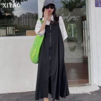 XITAO Dress Casual Black Women Sleeveless Split Dress