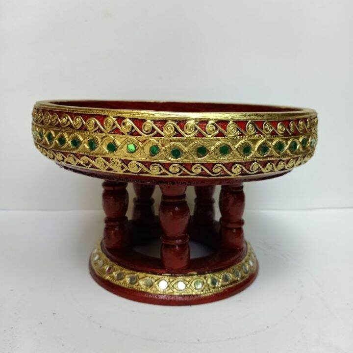 พานจิ๋ว พาน 6นิ้ว พานขนาดเล็ก พานไม้ ขันโตกจิ๋ว พานใส่ไอ้ไข่ Wooden