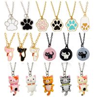 【DT】hot！ Cats paw Necklace pets Bottle cap Metal Pendant Kids Chain Choker Jewelry