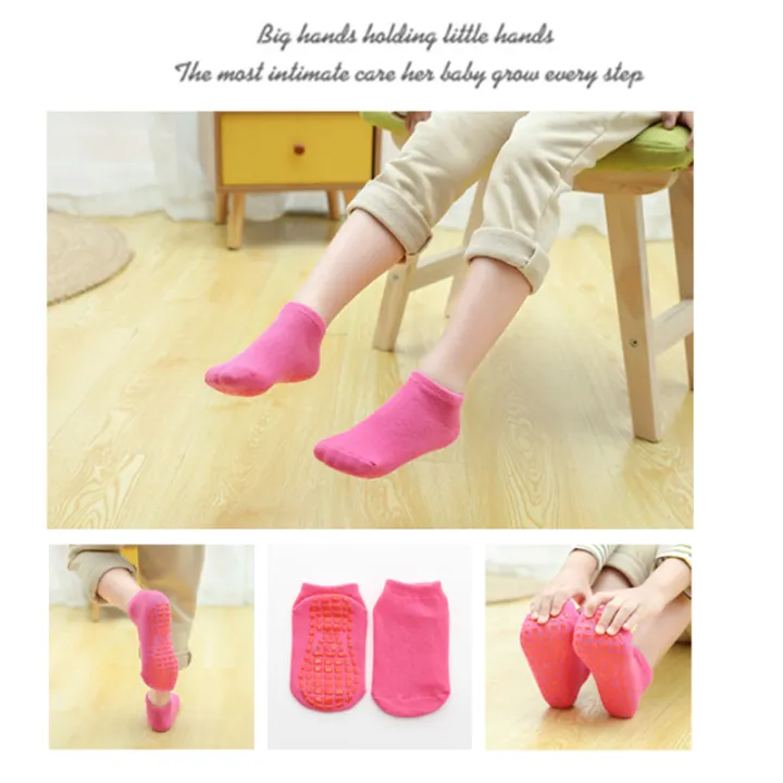 3pairs sanitkun Ready Stock Solid Color Kids Girl Boy Anti Slip Breathable Elastic Sports Ankle Floor Socks