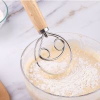 New Product 13Inch Danish Dough Whisk Stainless Steel Dutch Style Bread Dough Hand Mixer Wooden Handle Kitchen Baking Tools Pastry Blender