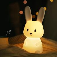 New LED Rabbit Night Light Bedroom Lamp Touch Sensor Silicone Animal Rechargeable Lights Lantern  Cute Gift For Kids Children