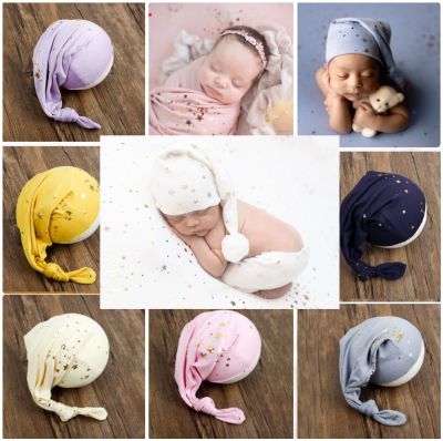 ¤✳✵ jiozpdn055186 Bebê recém-nascido foto chapéu adereços fotografia envoltório céu estrelado bonnet pontudo studio tiro acessórios