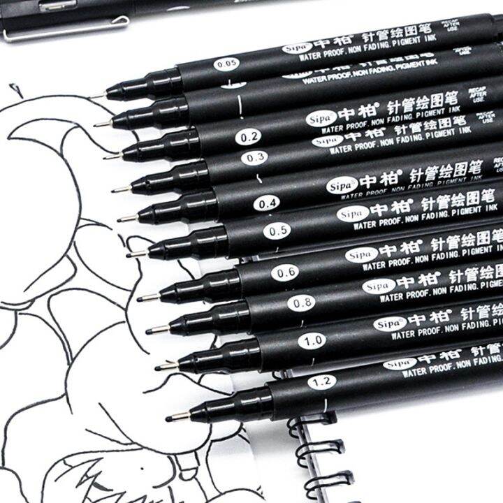 sipa-8pcs-black-thin-liner-pens-mini-liner-fineliner-drawing-pens-for-artist-illustration-technical-drawing-office-documents