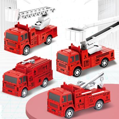 4Pcs Kids Toy Car Mini Pull Back Fire Engine Inertia Engineering Truck Military Vehicle Models Boys Toys for Children Gifts
