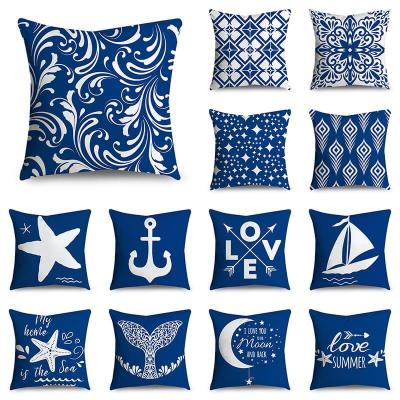 Blue series pattern printing pillow cover housse de coussin 40x40 pillow covers decorative pillow cases poszewka boho
