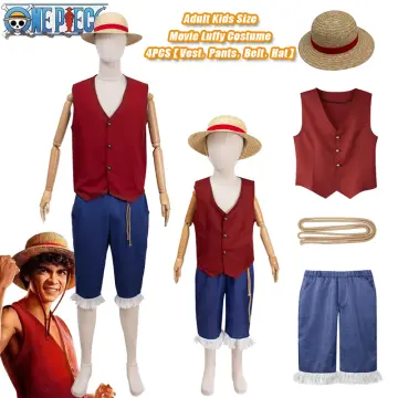 One Piece Monkey D. Luffy Costume Cosplay Adultto Infant Anime Clothes Luffy  Complete Set Costume Halloween Party Costumes Male Female Suit 