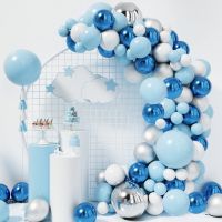 （koko party supplies）บอลลูนสีฟ้า GarlandBaloon โค้งบอลลูนตกแต่งห้องอาบน้ำเด็ก GenderBaptism งานแต่งงานงานเลี้ยงวันเกิดของตกแต่ง